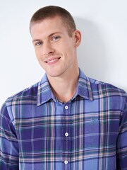 Crew Clothing Blue Kipling Flannel Check 100% Cotton Shirt - Image 4 of 5