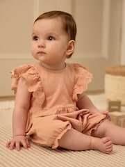 Pink/Cream Broderie Baby 100% Cotton Rompers 3 Pack - Image 2 of 11