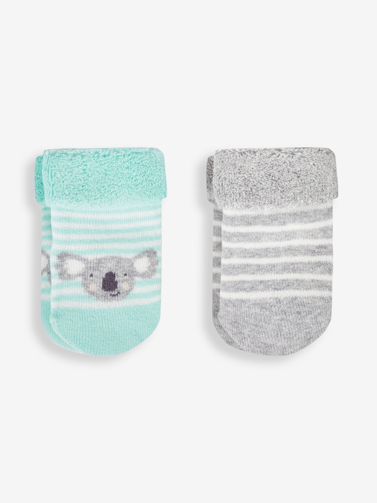JoJo Maman Bébé Green Koala 2-Pack Baby Socks - Image 1 of 1
