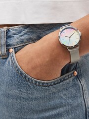 Silver Tone Mesh Rainbow Watch - Image 1 of 4
