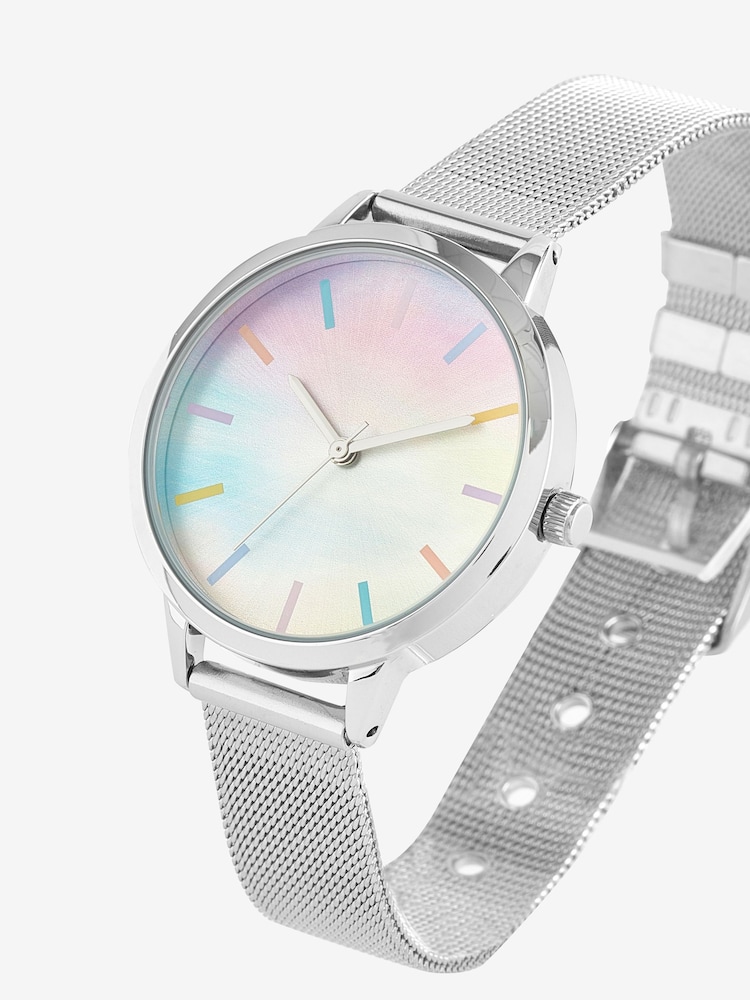 Silver Tone Mesh Rainbow Watch - Image 4 of 4
