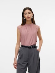 VERO MODA Purple Sleeveless Lace Trim Top - Image 1 of 5