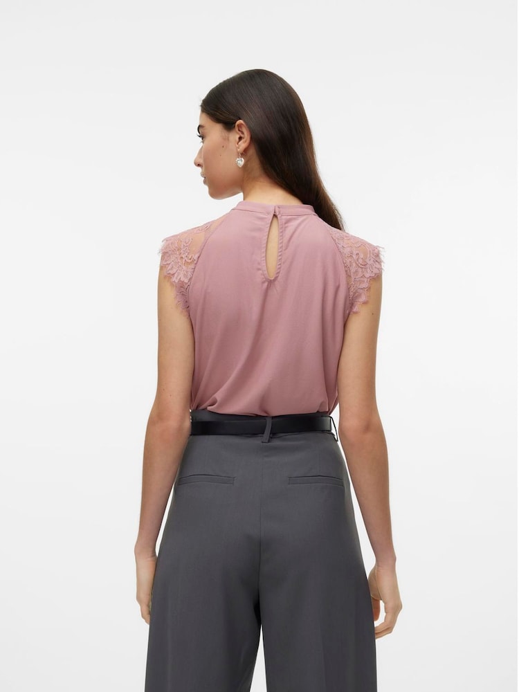 VERO MODA Purple Sleeveless Lace Trim Top - Image 2 of 5 VERO MODA Purple Sleeveless Lace Trim Top - Image 2 of 5