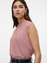 VERO MODA Purple Sleeveless Lace Trim Top - Image 3 of 5