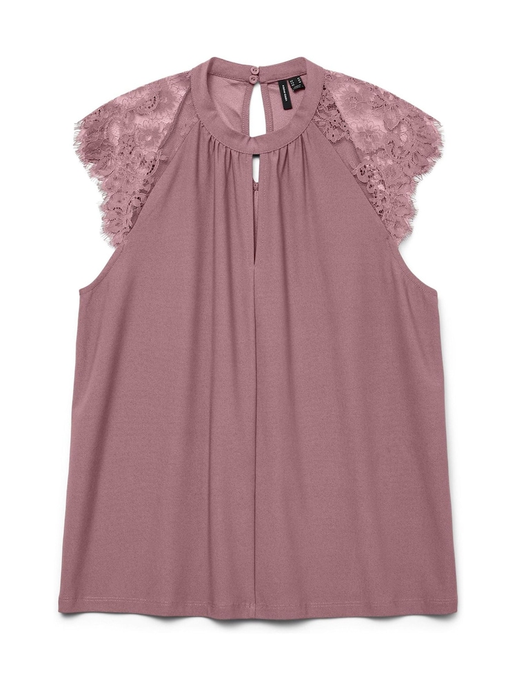 VERO MODA Purple Sleeveless Lace Trim Top - Image 5 of 5 VERO MODA Purple Sleeveless Lace Trim Top - Image 5 of 5