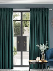 Dark Teal Green Chenille Made to Measure Curtains - Image 1 of 9