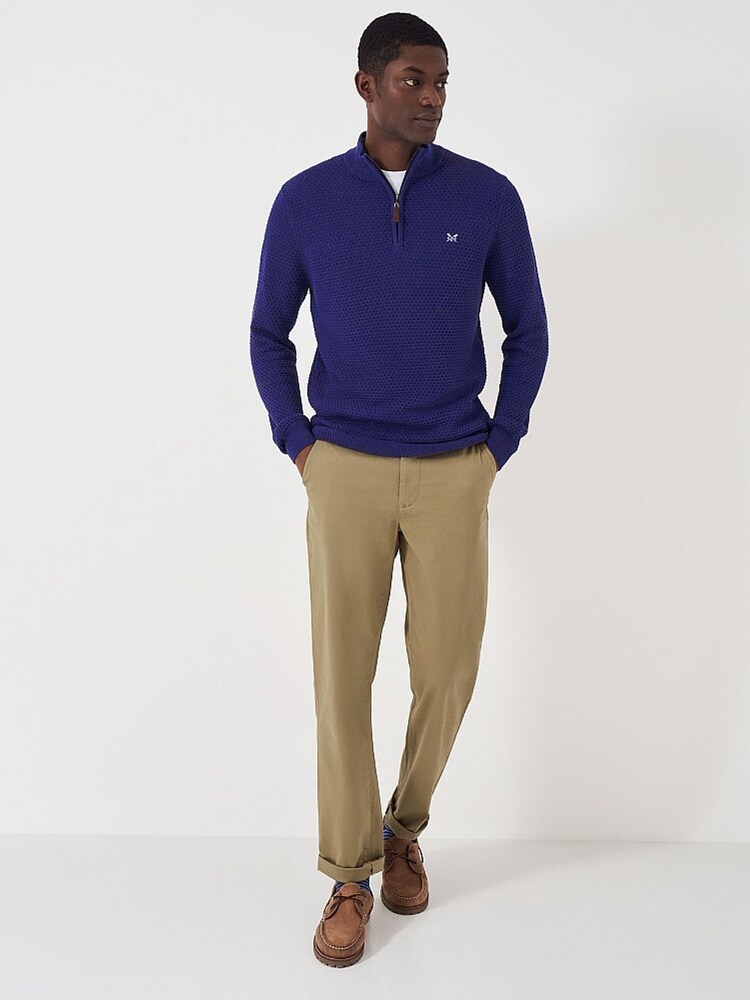 Crew Clothing Waffle Sitch Half Zip Knit Jumper - Image 2 of 4