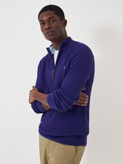 Crew Clothing Waffle Sitch Half Zip Knit Jumper - Image 4 of 4