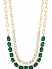 Mood Gold Crystal Emerald Cut Short Necklace - Pack of 2 - Image 1 of 2