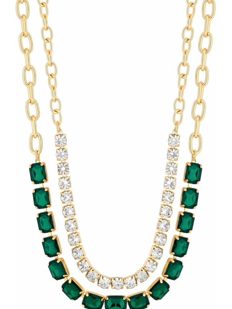 Mood Gold Crystal Emerald Cut Short Necklace - Pack of 2 - Image 1 of 2