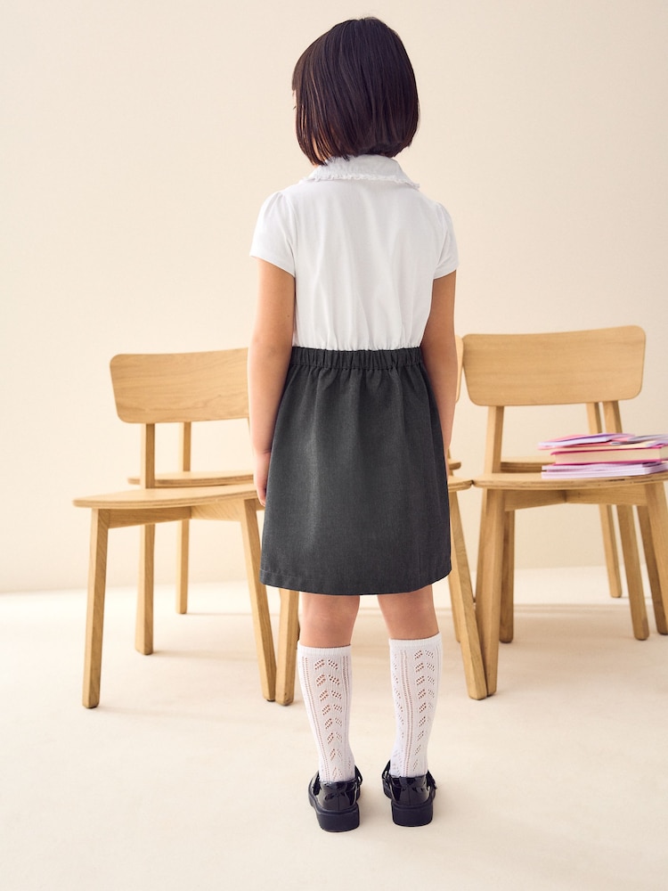 Grey 2-In-1 Short Sleeve School Pinafore Dress (3-14yrs) - Image 4 of 8