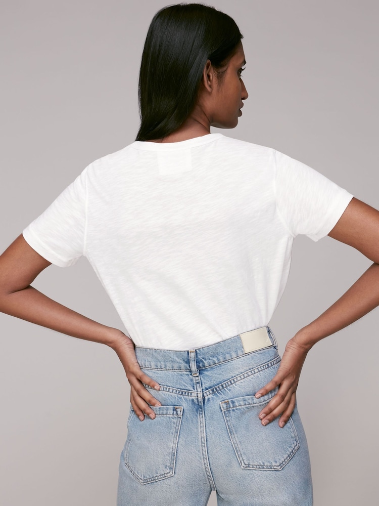 Whistles White Basic Emily 100% Cotton T-Shirt - Image 2 of 5
