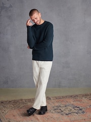 Green Regular Signature Lambswool Textured Crew Jumper - Image 2 of 10