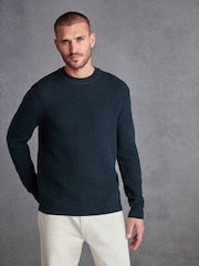 Green Regular Signature Lambswool Textured Crew Jumper - Image 3 of 10