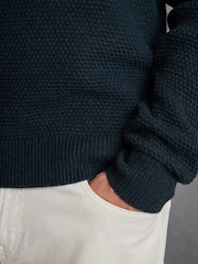 Green Regular Signature Lambswool Textured Crew Jumper - Image 6 of 10