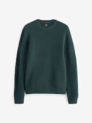 Green Regular Signature Lambswool Textured Crew Jumper - Image 7 of 10