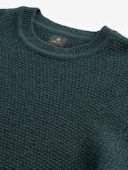 Green Regular Signature Lambswool Textured Crew Jumper - Image 8 of 10