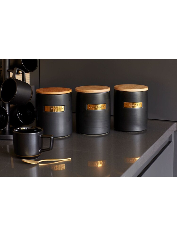 Masterclass Black Matt Black Ceramic Tea Storage Jar - Image 1 of 6 Masterclass Black Matt Black Ceramic Tea Storage Jar - Image 1 of 6