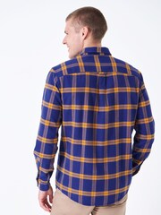 Crew Clothing Blue Stevenson Marl Check 100% Cotton Shirt - Image 2 of 5