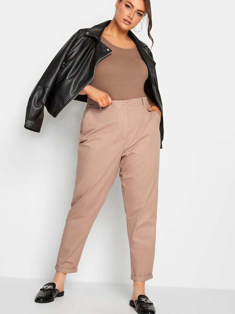 Yours Curve Pink Full Length Chino Trousers - Image 2 of 2 Yours Curve Pink Full Length Chino Trousers - Image 2 of 2