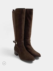 Evans Suede Buckle Knee High Heeled Boots - 4의 이미지 3