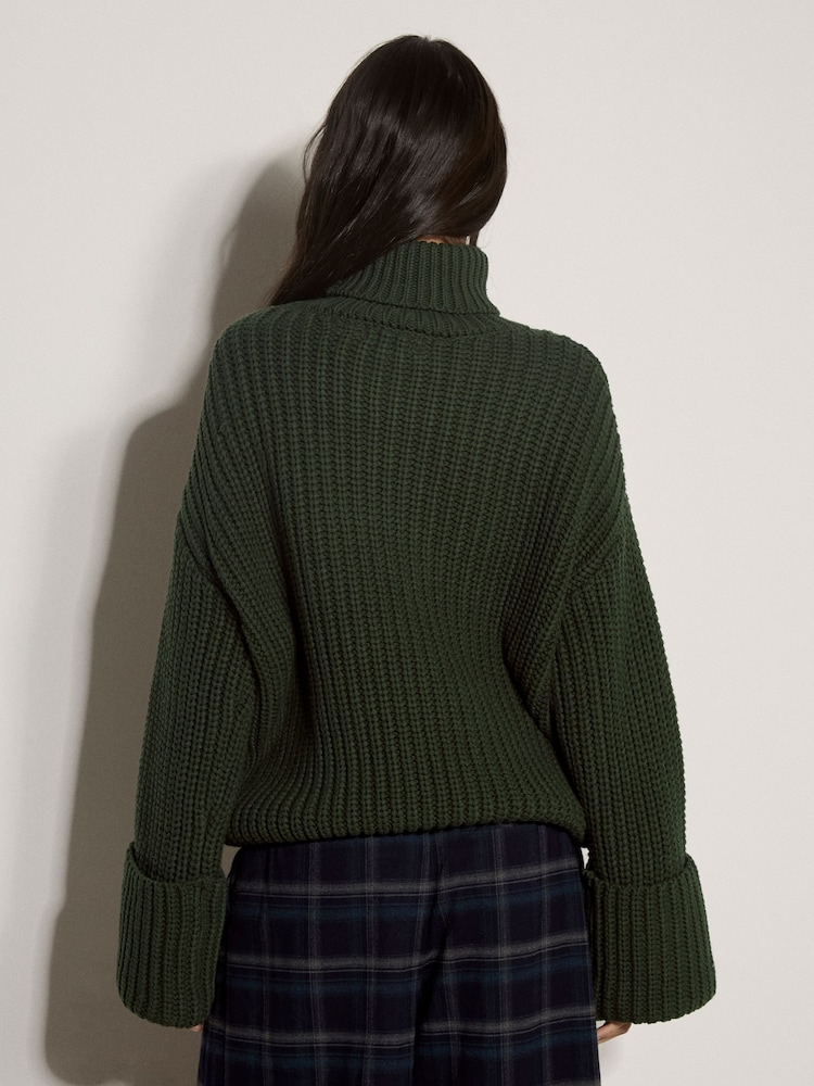 Apricot Green Chunky Knit Roll Neck Jumper - Image 2 of 4 Apricot Green Chunky Knit Roll Neck Jumper - Image 2 of 4