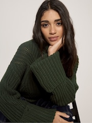 Apricot Green Chunky Knit Roll Neck Jumper - Image 3 of 4