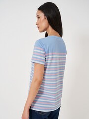 Crew Clothing Blue Light 100% Cotton Breton T-Shirt - Image 2 of 4