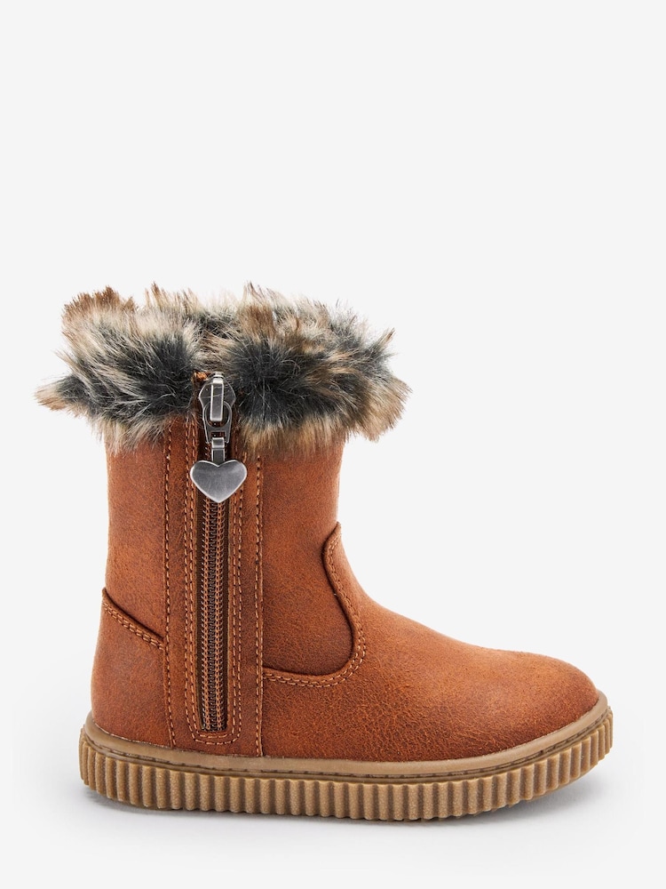 Tan Brown Standard Fit (F) Thinsulate™ Warm Lined Thermal Tall Zip Boots - Image 1 of 4 Tan Brown Standard Fit (F) Thinsulate™ Warm Lined Thermal Tall Zip Boots - Image 1 of 4