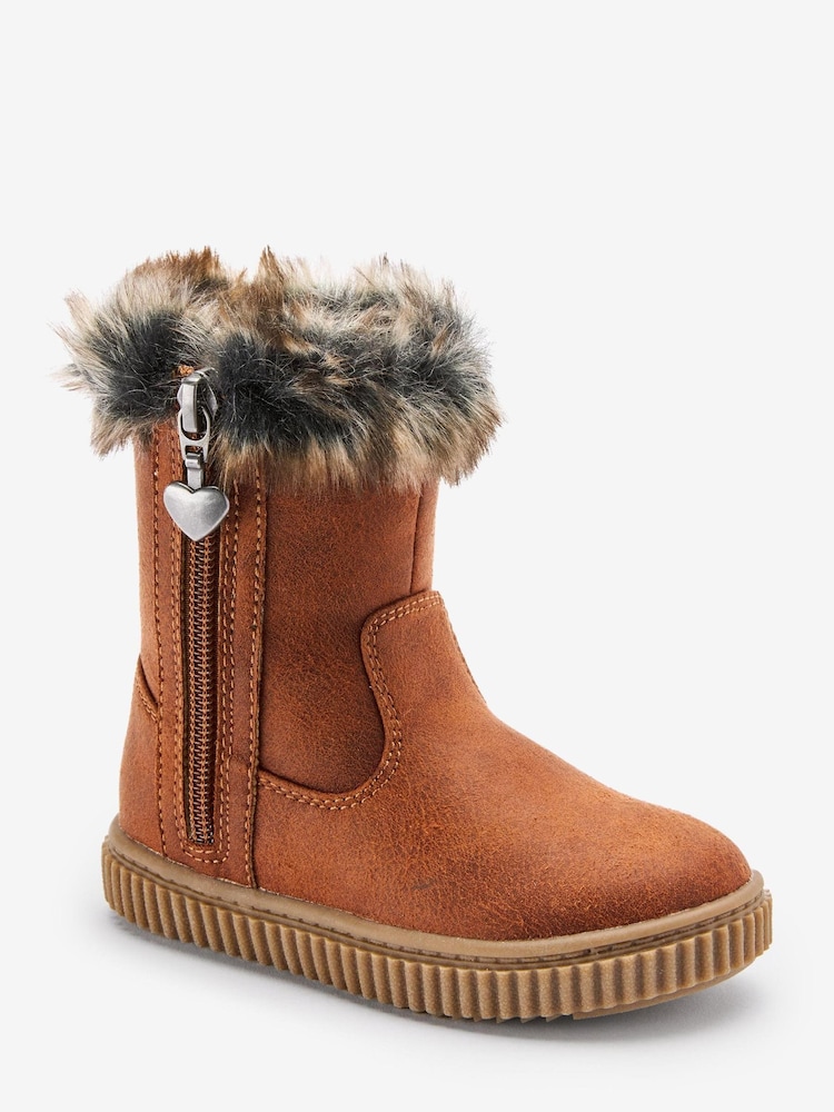 Tan Brown Standard Fit (F) Thinsulate™ Warm Lined Thermal Tall Zip Boots - Image 2 of 4 Tan Brown Standard Fit (F) Thinsulate™ Warm Lined Thermal Tall Zip Boots - Image 2 of 4