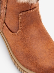 Tan Brown Standard Fit (F) Thinsulate™ Warm Lined Thermal Tall Zip Boots - Image 3 of 4