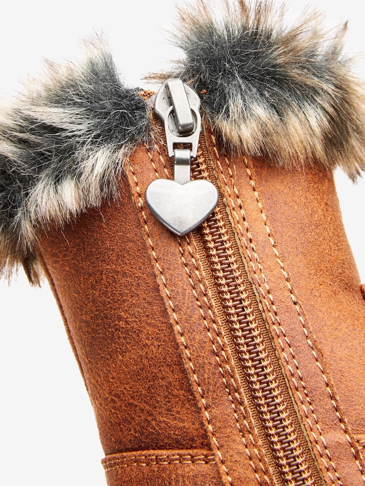 Tan Brown Standard Fit (F) Thinsulate™ Warm Lined Thermal Tall Zip Boots - Image 4 of 4 Tan Brown Standard Fit (F) Thinsulate™ Warm Lined Thermal Tall Zip Boots - Image 4 of 4