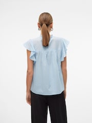 VERO MODA Blue Sleeveless Lace Trim Top - Image 3 of 5