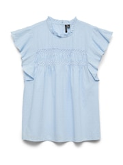 VERO MODA Blue Sleeveless Lace Trim Top - Image 5 of 5