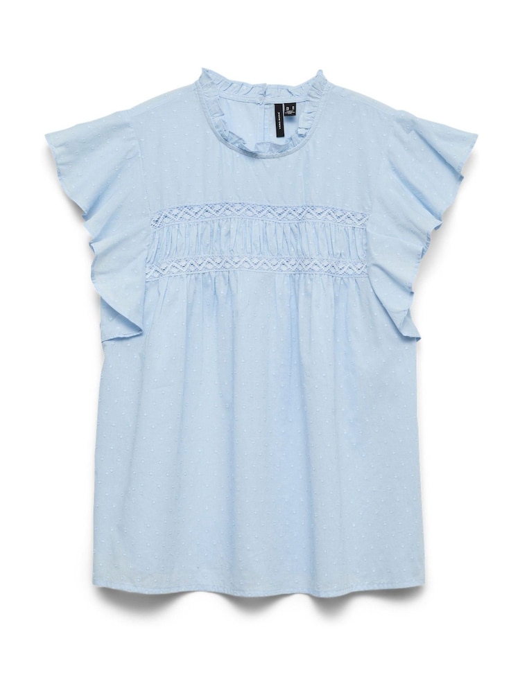 VERO MODA Blue Sleeveless Lace Trim Top - Image 5 of 5 VERO MODA Blue Sleeveless Lace Trim Top - Image 5 of 5