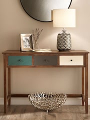 Pacific Multicoloured Pine Wood 3 Drawer Desk - Image 1 of 6