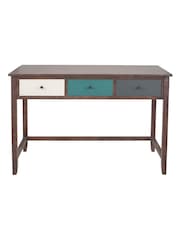 Pacific Multicoloured Pine Wood 3 Drawer Desk - Image 3 of 6