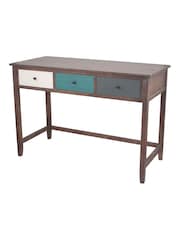 Pacific Multicoloured Pine Wood 3 Drawer Desk - Image 4 of 6