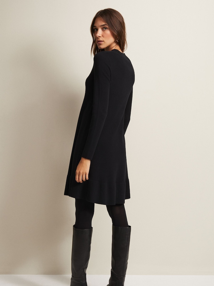 Phase Eight Black Fine Knit Vickie Mini Dress - Image 2 of 6