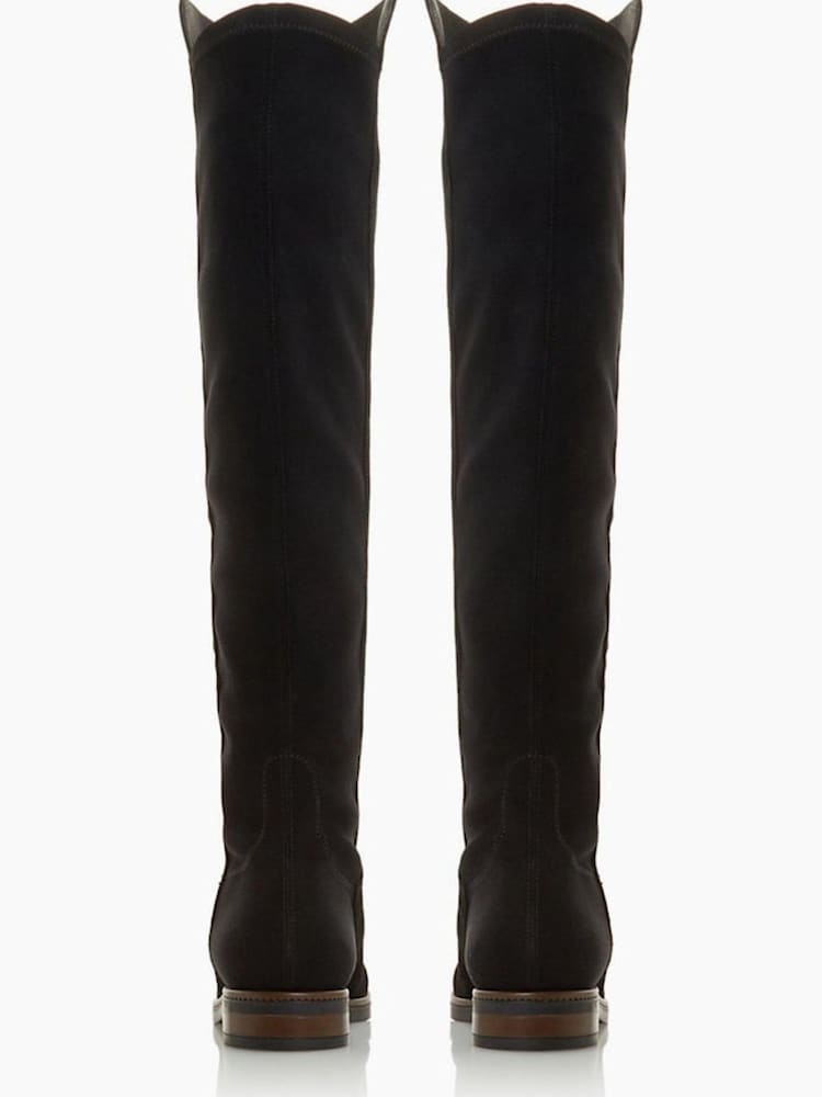 Dune London Black Tropic Over The Knee Suede Stretch Boots - Image 2 of 6
