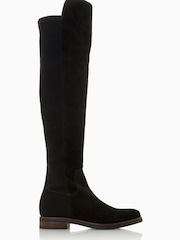 Dune London Black Tropic Over The Knee Suede Stretch Boots - Image 3 of 6
