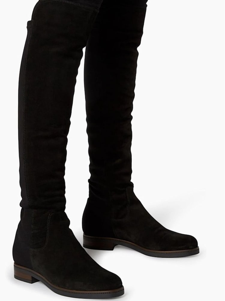 Dune London Black Tropic Over The Knee Suede Stretch Boots - Image 6 of 6