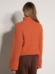 Apricot Orange Chunky Knit Roll Neck Jumper - Image 2 of 4