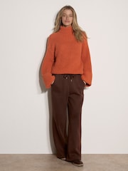 Apricot Orange Chunky Knit Roll Neck Jumper - Image 3 of 4