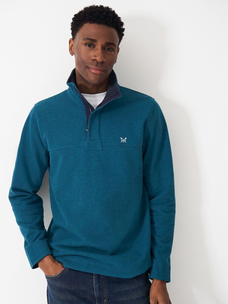 Crew Clothing Padstow Pique Sweatshirt - Image 1 of 5 Crew Clothing Padstow Pique Sweatshirt - Image 1 of 5