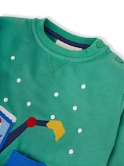 JoJo Maman Bébé Green Santa in a Digger Appliqué Sweatshirt - Image 3 of 4