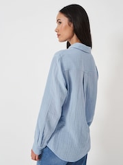 Crew Clothing Blue Relaxed Fit Harlie 100% Cotton Shirt - Image 2 of 5