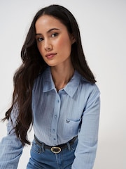 Crew Clothing Blue Relaxed Fit Harlie 100% Cotton Shirt - Image 3 of 5