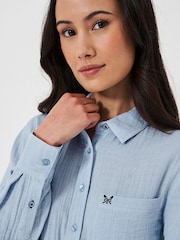 Crew Clothing Blue Relaxed Fit Harlie 100% Cotton Shirt - Image 4 of 5