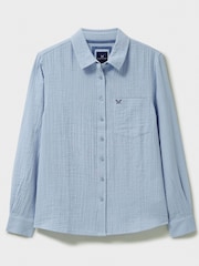 Crew Clothing Blue Relaxed Fit Harlie 100% Cotton Shirt - Image 5 of 5